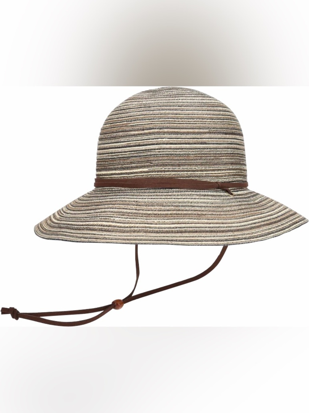 Eddie Bauer Striped Wide-Brim Sun Hat in Brown and Beige - Picture 3 of 3